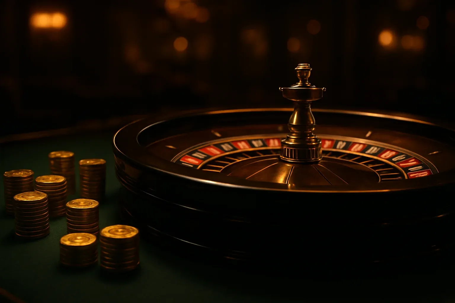 Elegant live casino roulette table with dealer hands and golden chips